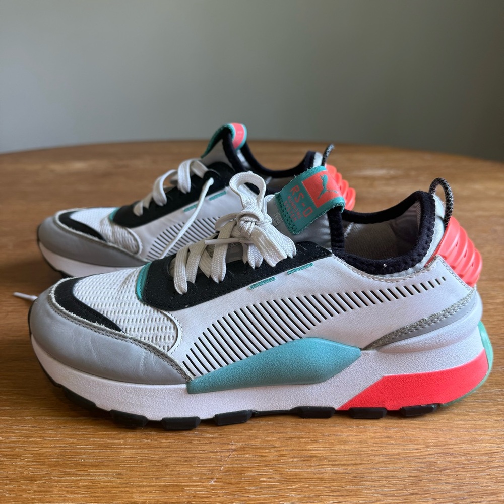 Puma White Teal Coral Black Athletic Sneakers